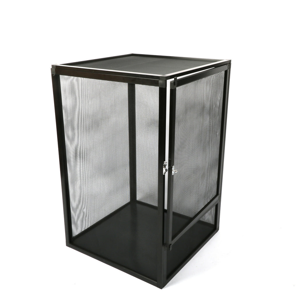 Aluminum Alloy Reptile Enclosure Lizard Insect Mesh Cage Black 42*42*66cm AU