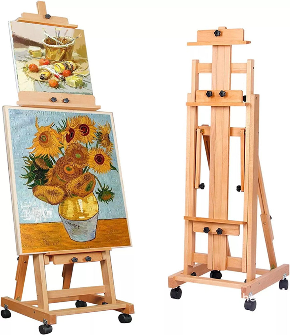 Artist Easel H-Frame Easel Large Studio Heavy-Duty Wood Painting Art Easel Stand