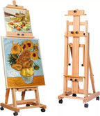 Artist Easel H-Frame Easel Large Studio Heavy-Duty Wood Painting Art Easel Stand