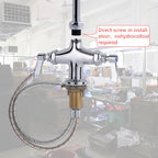 25" Commercial Pre-Rinse Faucet Wall Mount Kitchen Sink Faucet w/ Sprayer