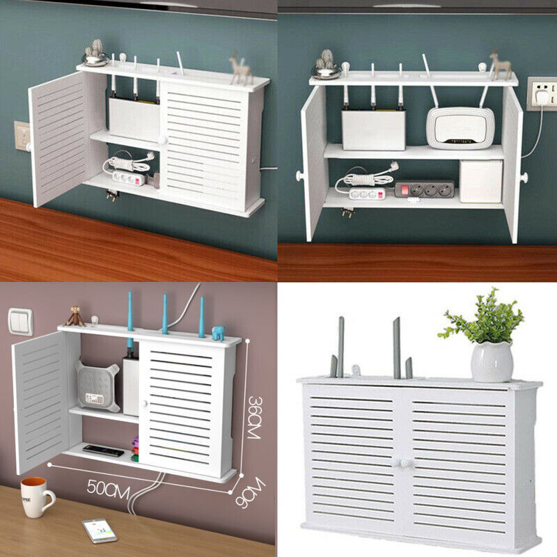 WIFI Router Storage Box Wall Mounted Plug Board Bracket Wireless Panel Shelf