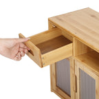 Bamboo Countertop Cupboard 2 Tier Pantry Kitchen Desk Tea Coffee Storage Cabinet