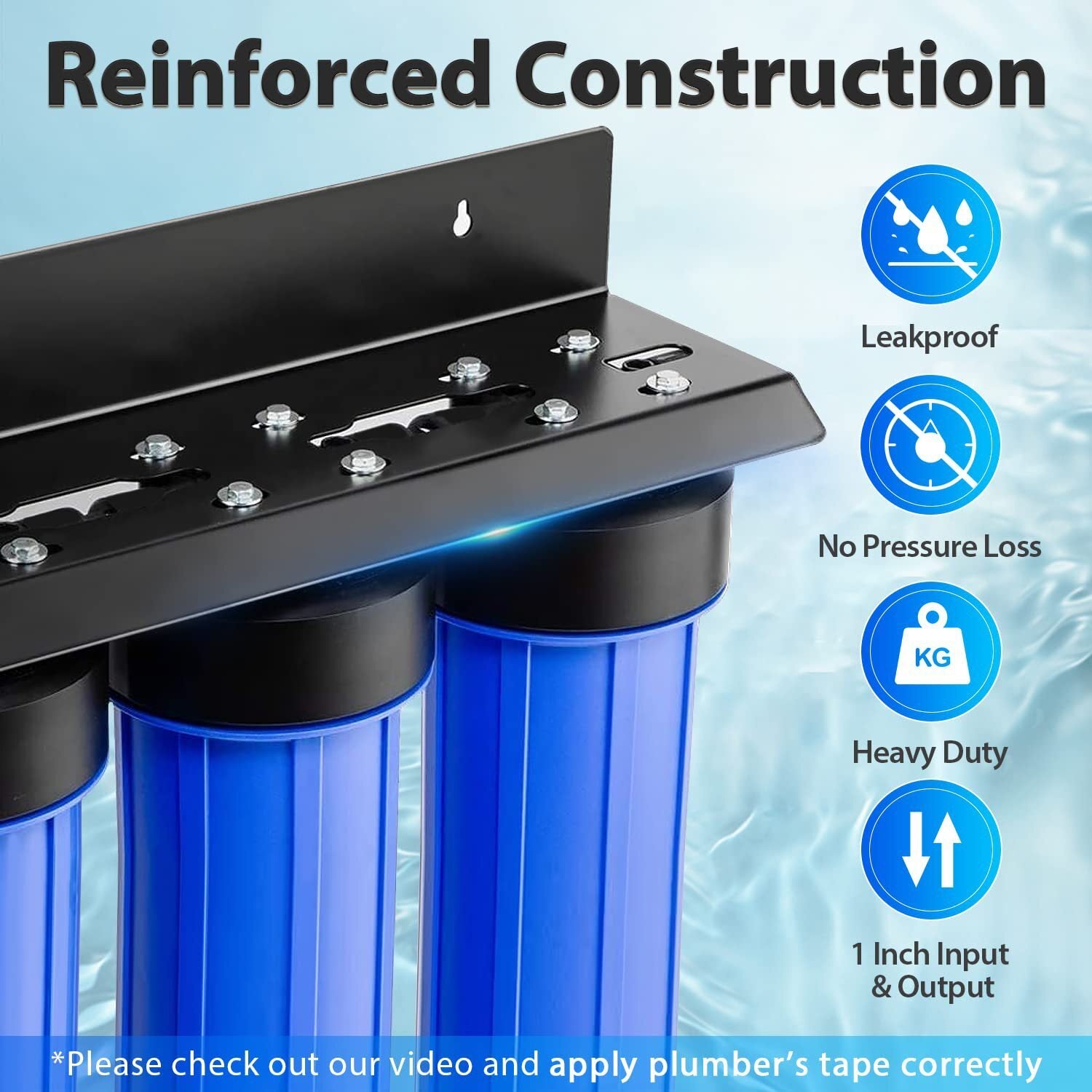 20"x4.5" Big Blue Whole 3 Stages Water Filter System Household Water Purifying