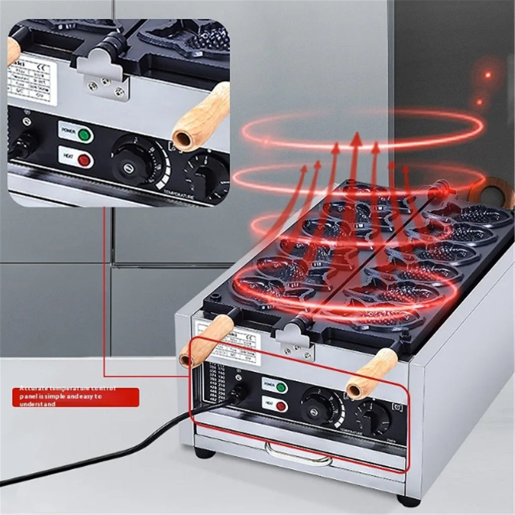 3000W Electric Taiyaki Machine Commercial Fish Shaped Waffle Maker Machine AU