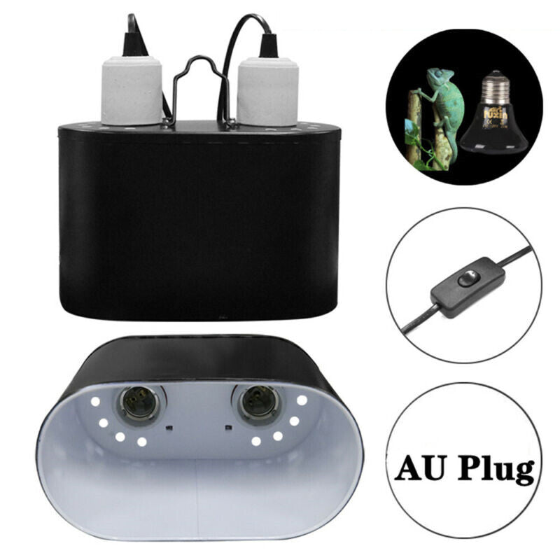 8inch Light Fixture Max 300W Dual Reptile Heat Lamp Fixture w/Separate Switches