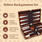 18 inch Premium Leather Backgammon Board Game Set Large Classic Board Game Case