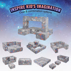 Modular Kids Play Couch with Glow-in-the-Dark Fabric and Washable Cover