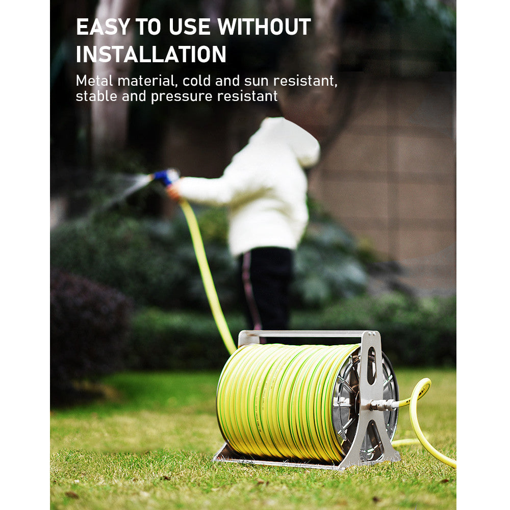 Steel Industrial Water Hose Reel Holder 1/2'' X 60M Capacity & Barb Fittings