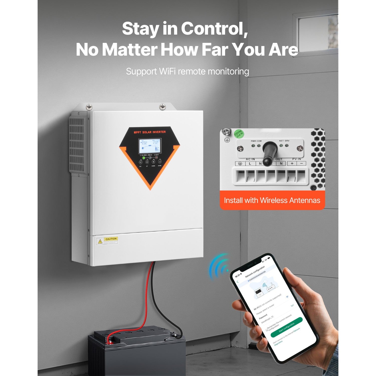 3500W Hybrid Solar Inverter Charger with 100A MPPT Controller, 24V Battery Compatible