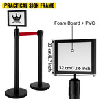 Stainless Steel Crowd Control Barriers with Sign Holder and Retractable Belts - 4 Pack
