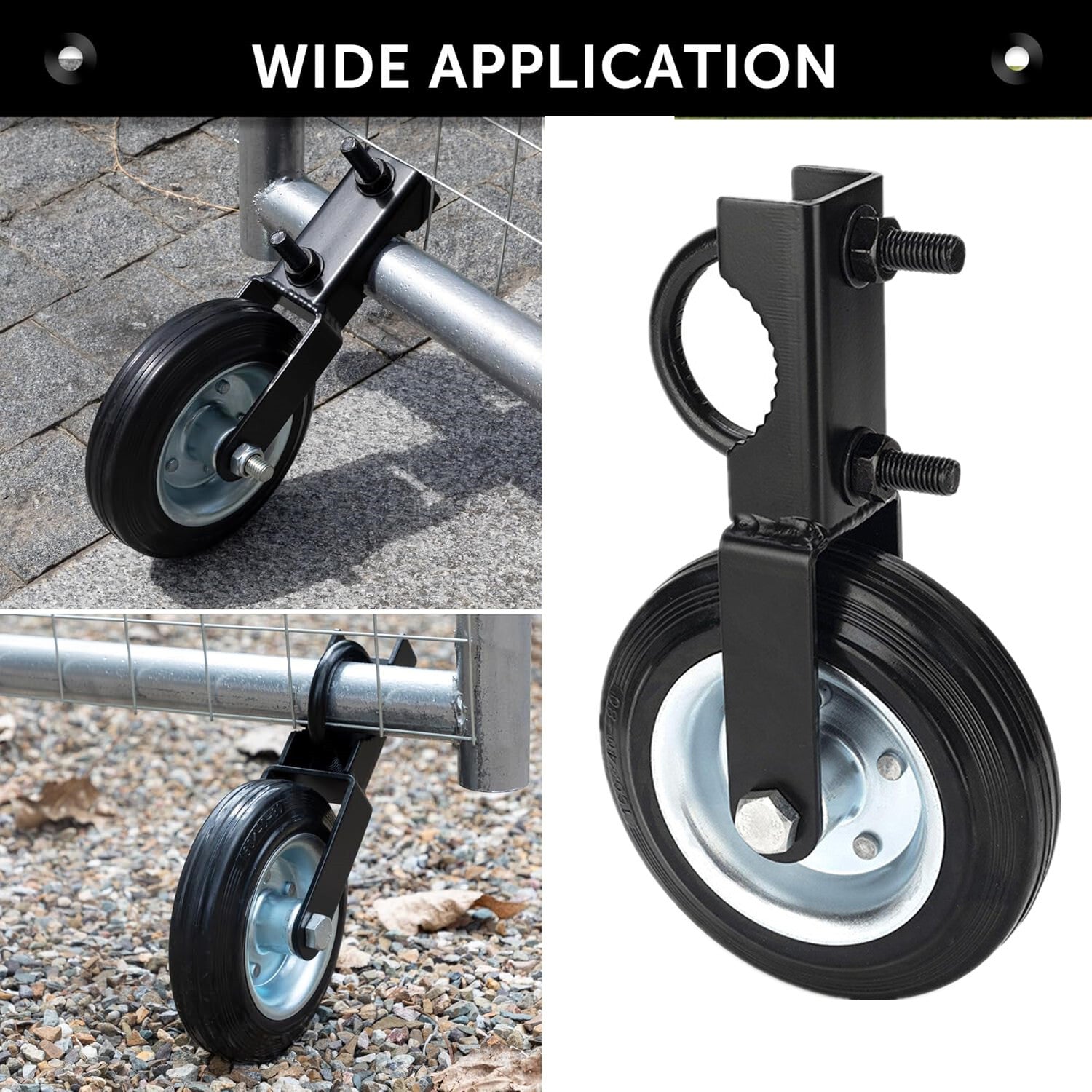 6" Gate Wheel Caster for Metal Swing Gate with 1-5/8" Thru 2" Gate Frames Wheel