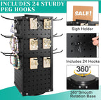 Metal Pegboard Display Rack Spinning Jewelry Earring Display Stand W/ 24x Hooks