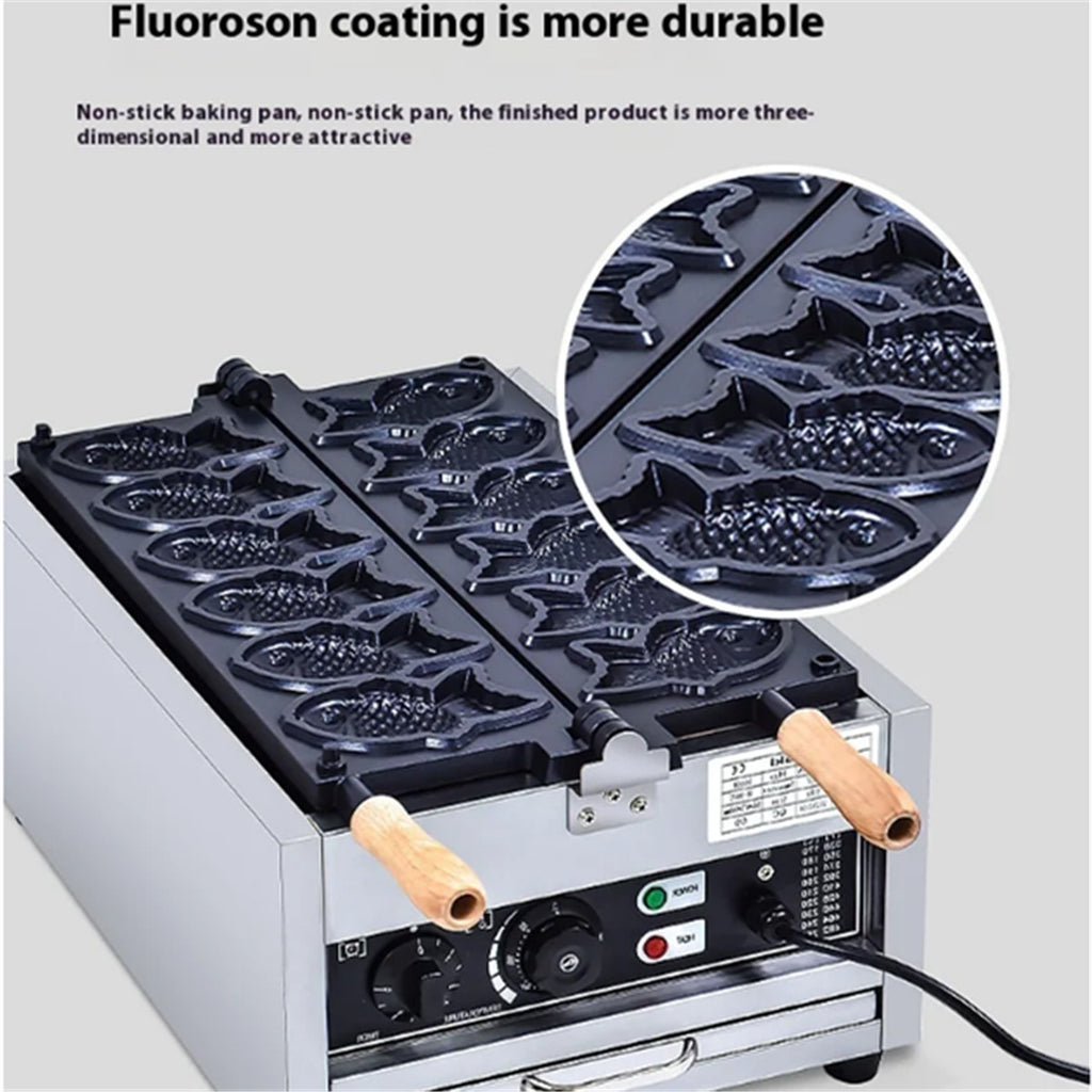 3000W Electric Taiyaki Machine Commercial Fish Shaped Waffle Maker Machine AU