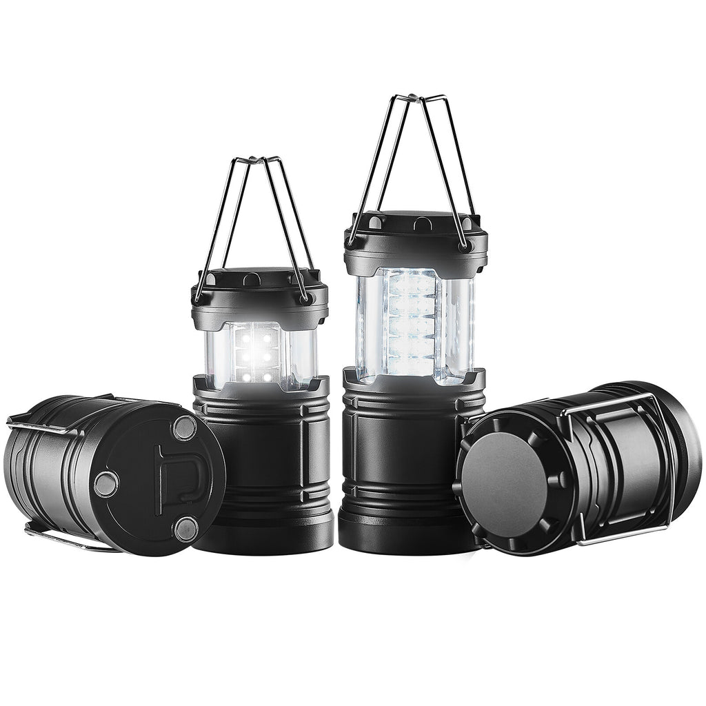 Collapsible LED Camping Lanterns with Magnetic Base - Set of 4 for Outdoor Use