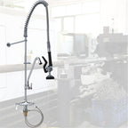 25" Commercial Pre-Rinse Faucet Wall Mount Kitchen Sink Faucet w/ Sprayer