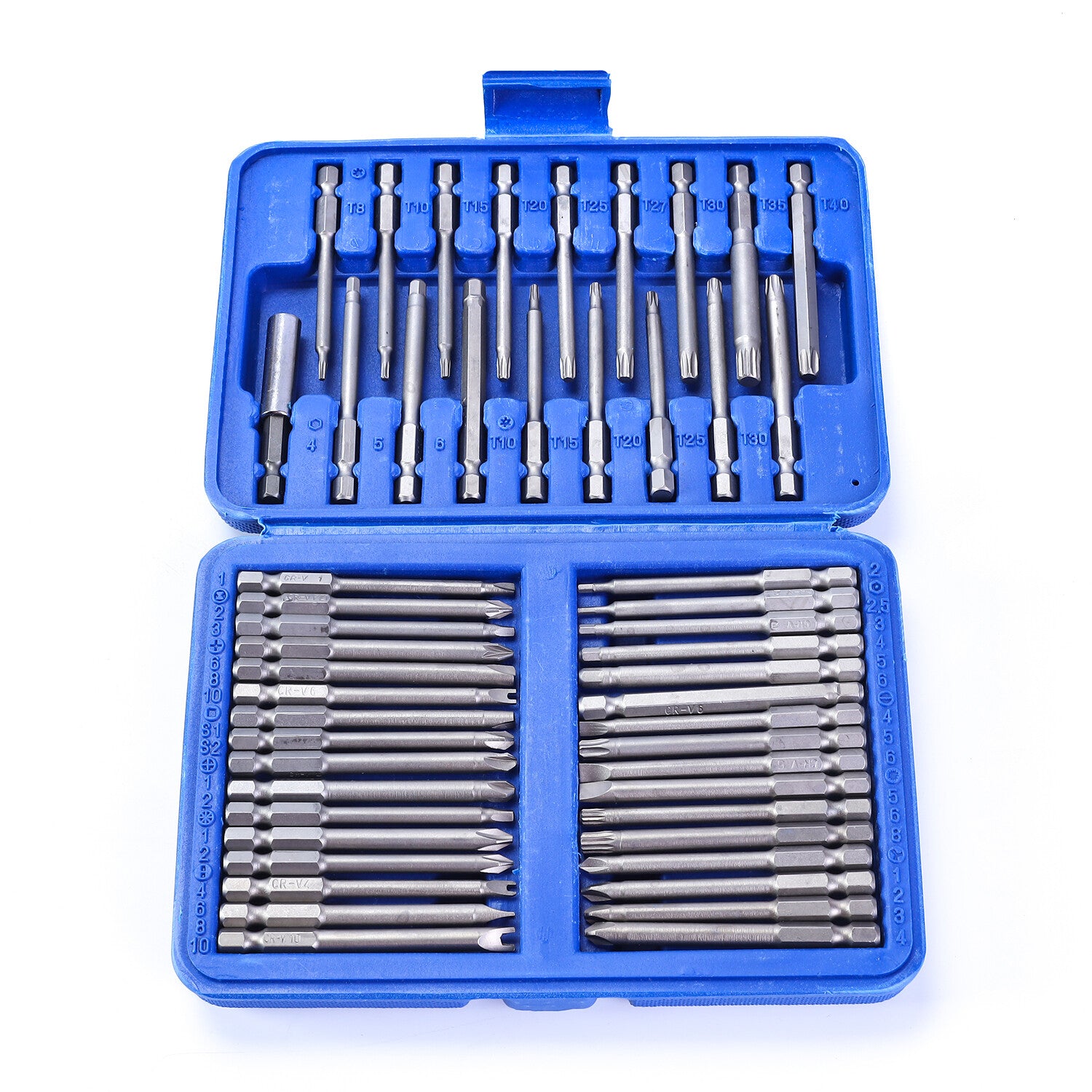 50pcs Screwdriver Bit Set Hex Star Bits Philips Square Spanner Bits w/Case 75mm