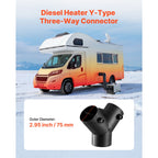 Diesel Heater Connector 75mm 3-Way Y Branch Air Vent Duct for Heating