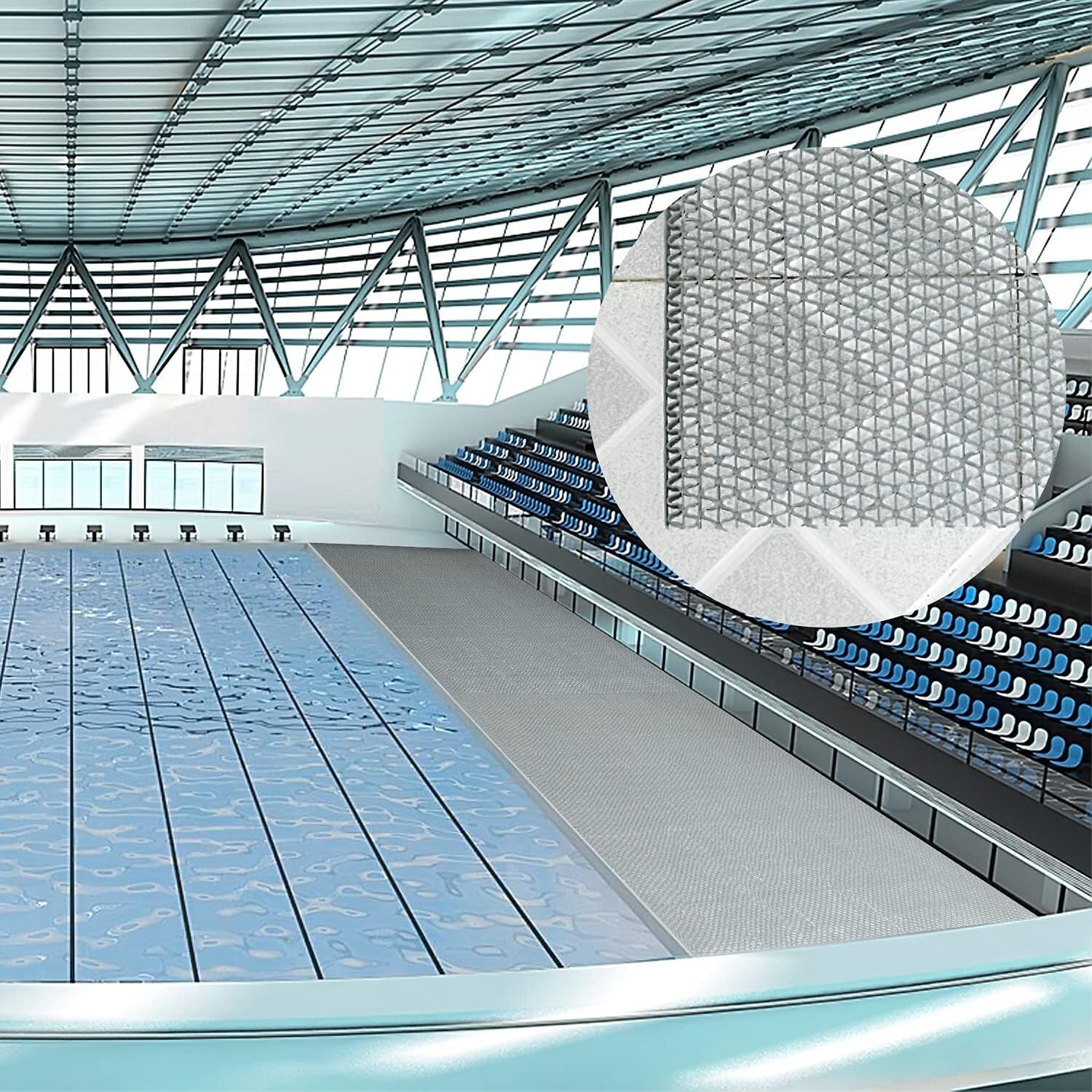 Drainage Non-slip Mat Pool Flooring Mat Swimming Pool PVC Splash Matting 5m*0.9m