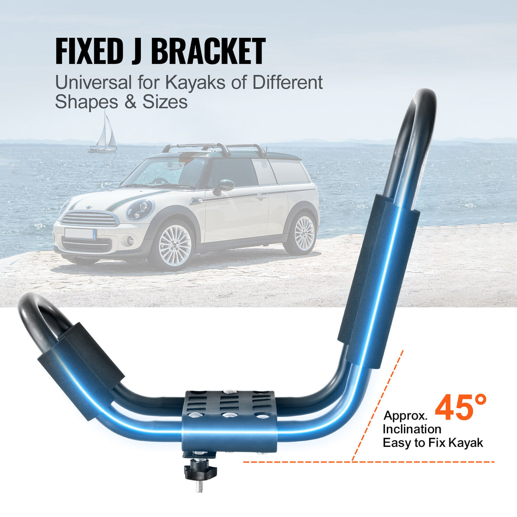 J-Shape Kayak & Surfboard Roof Rack Carrier for Cars and SUVs, 2-Pair Set