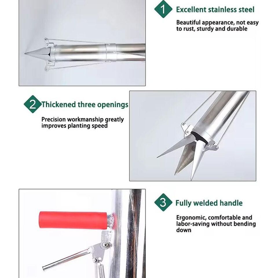 Double Shank Manual Planter Transplanter Seeder Seedling Bulb Planting Tool AU
