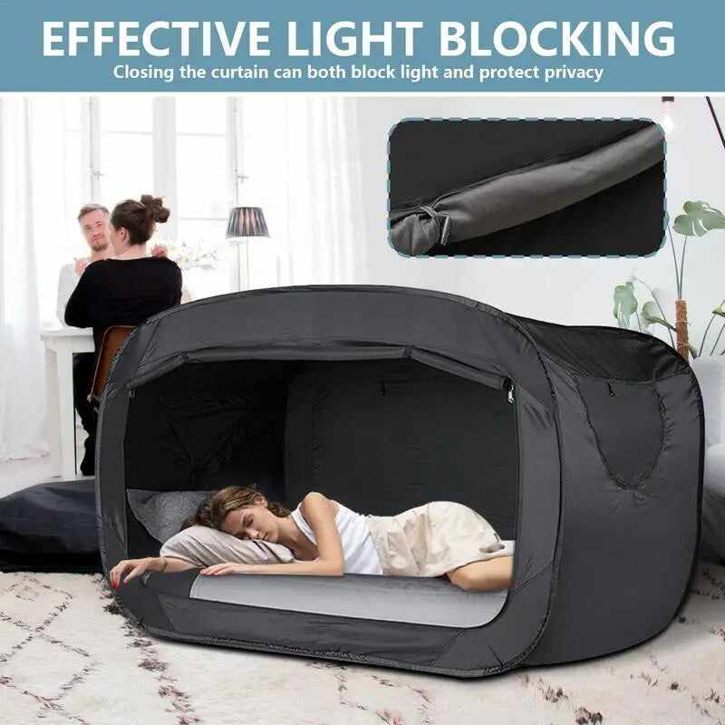 Pop Up Privacy Tent for Indoor Bed Canopy Light Reducing Sleeping for Twin Bed