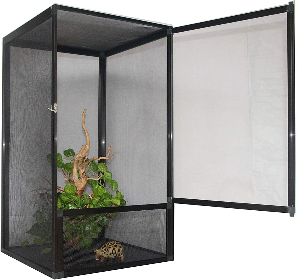 Aluminum Alloy Reptile Enclosure Lizard Insect Mesh Cage Black 42*42*66cm AU