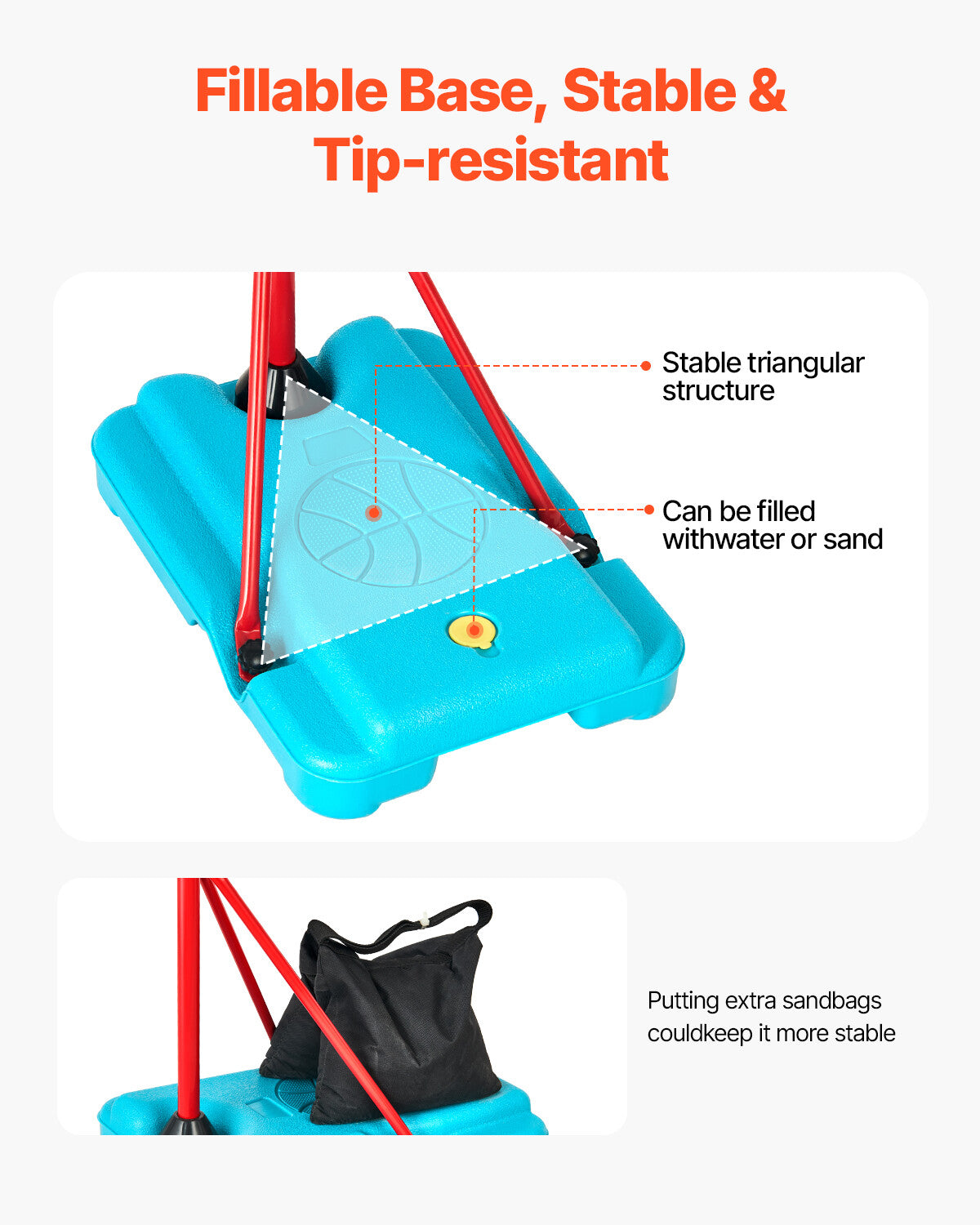 Adjustable Kids Basketball Hoop with Secure Base for Indoor & Outdoor Play