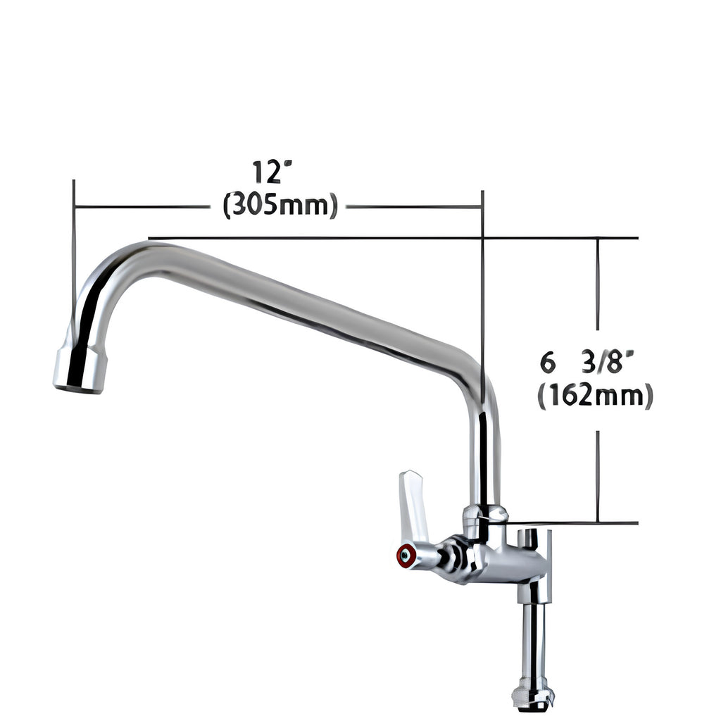 25" Commercial Pre-Rinse Faucet Wall Mount Kitchen Sink Faucet w/ Sprayer