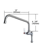 25" Commercial Pre-Rinse Faucet Wall Mount Kitchen Sink Faucet w/ Sprayer