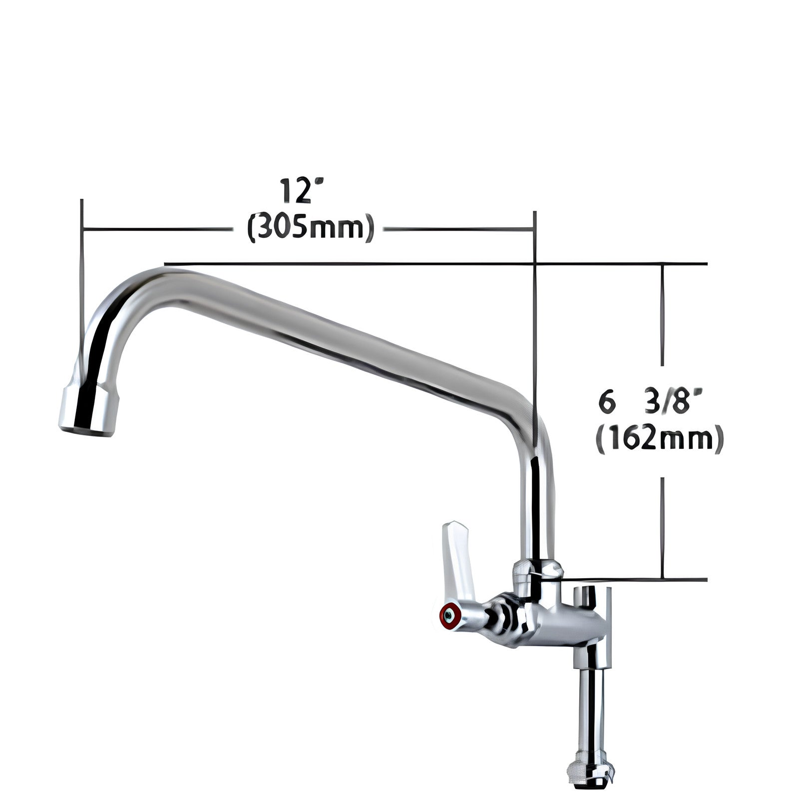 25" Commercial Pre-Rinse Faucet Wall Mount Kitchen Sink Faucet w/ Sprayer