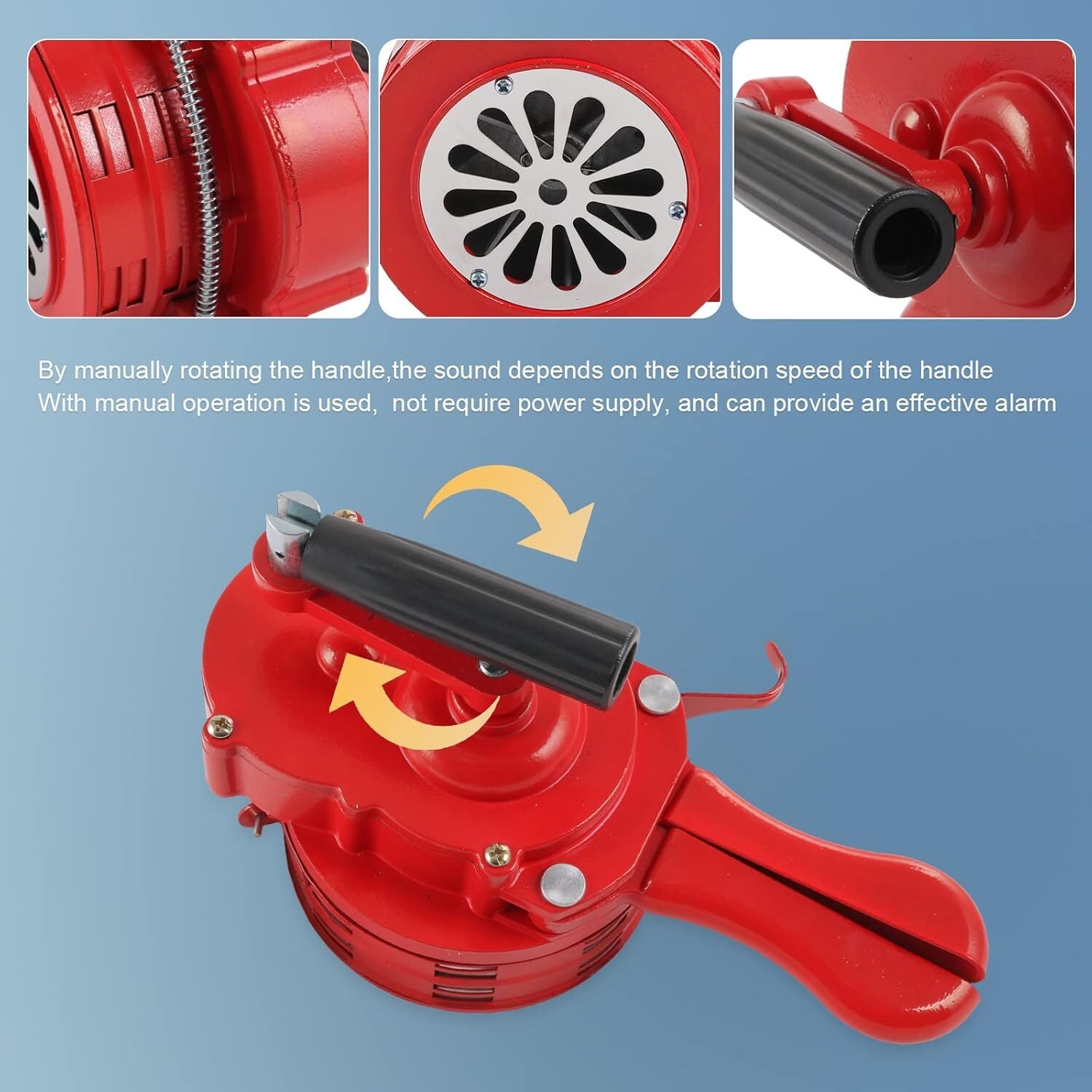 110DB Loud Hand Crank Siren Horn Portable Air Raid Horn Handheld Fire Alarm