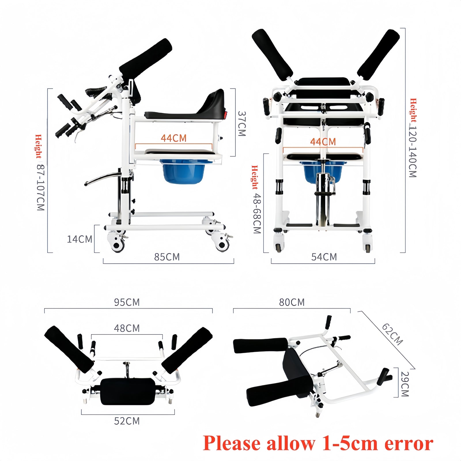 Lift Transfer Chair Patient Wheelchair+Assist Rise Lifter Hydraulic Lift Chair