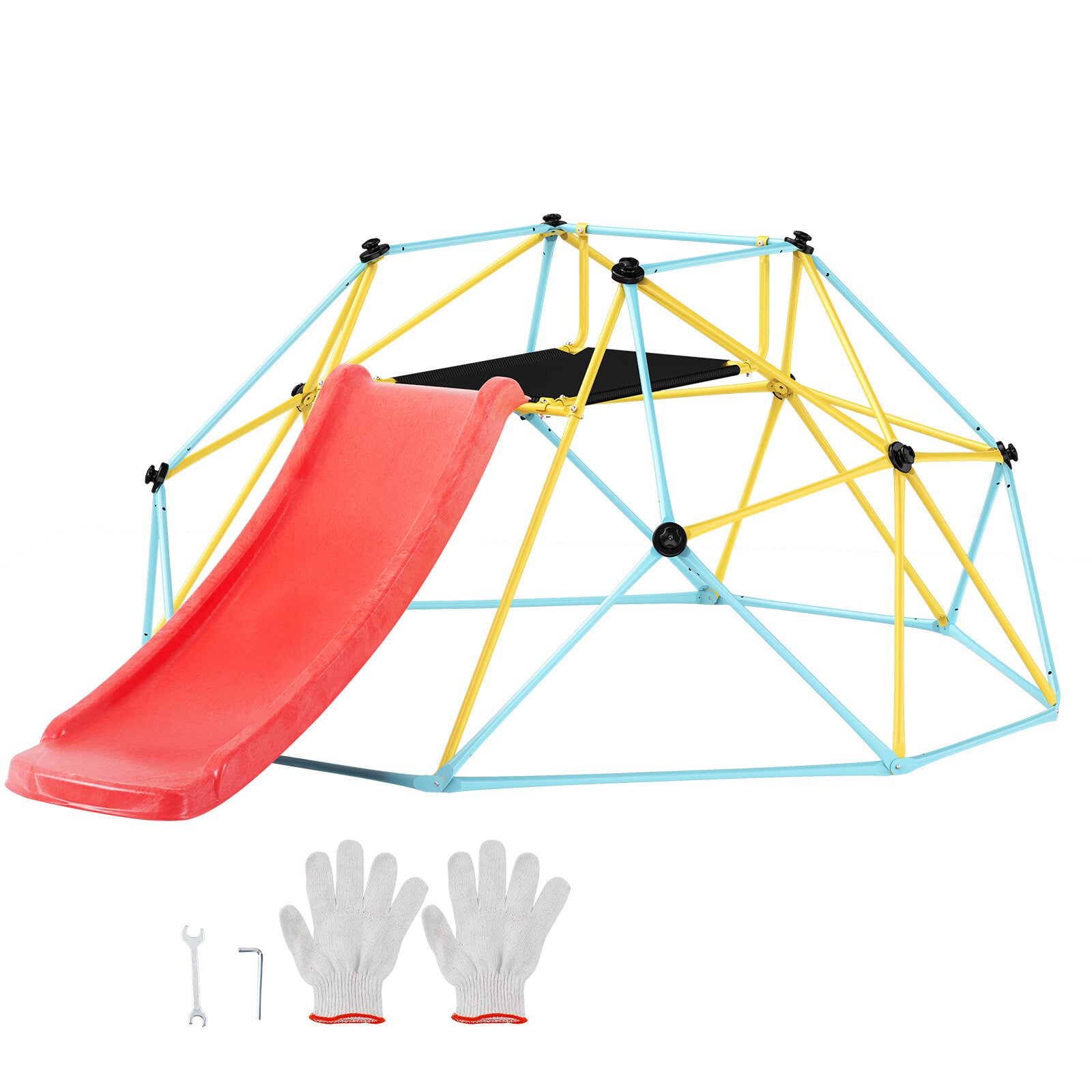 8FT Geometric Dome Climber with Slide for Kids Aged 3-9