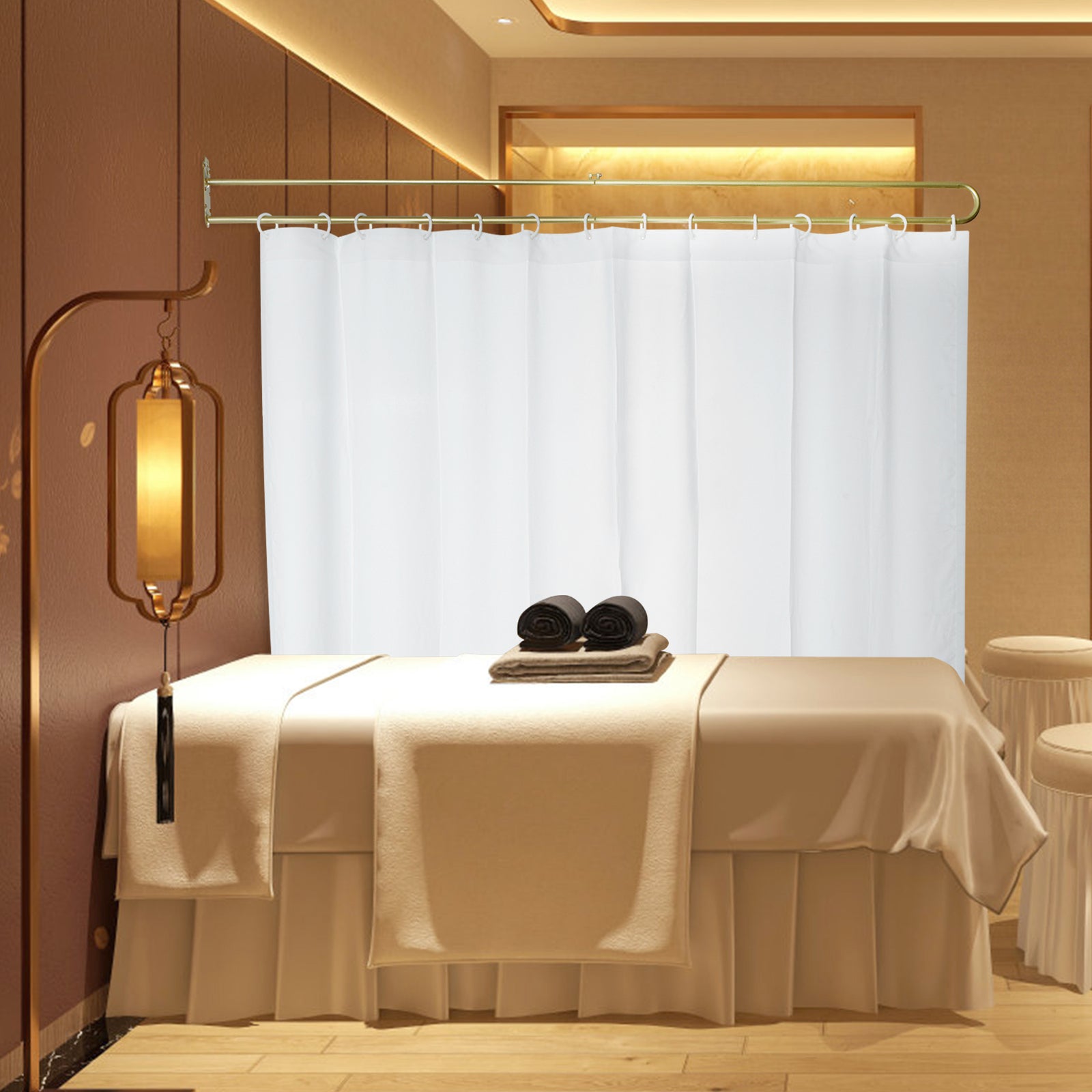 Privacy Partition Curtains U-Shape Room Divider for Beauty Salons Hospitals SPA