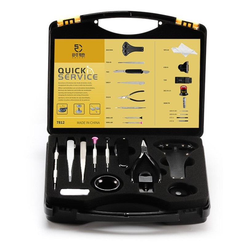 17 Pieces 7812 Professional Grade Quick Service Watch Repair Kit in Carry Case