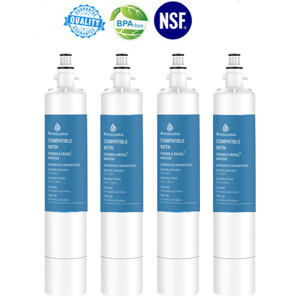 Fisher Paykel 847200 Fridge Water Filter starts starting RF610 RF522 - Pack of 4