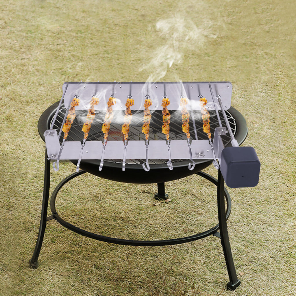 Electric Skewer Kabob Shish Automatic Rotating Rotisserie Grill Rack Outdoor BBQ