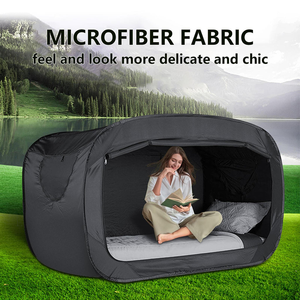 Pop Up Privacy Tent for Indoor Bed Canopy Light Reducing Sleeping for Twin Bed