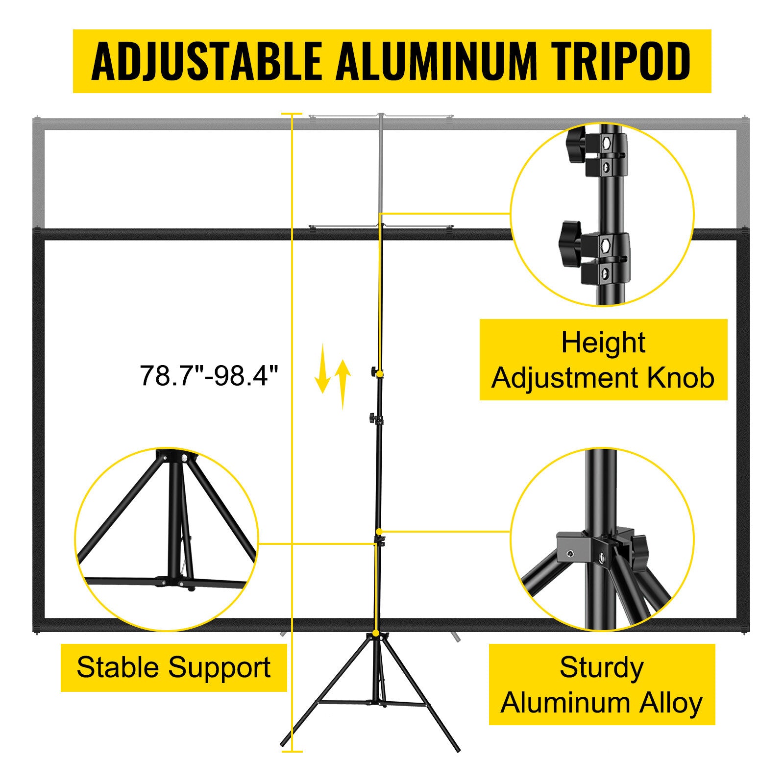 100" Portable Projector Screen with Adjustable Tripod for Indoor & Outdoor Use