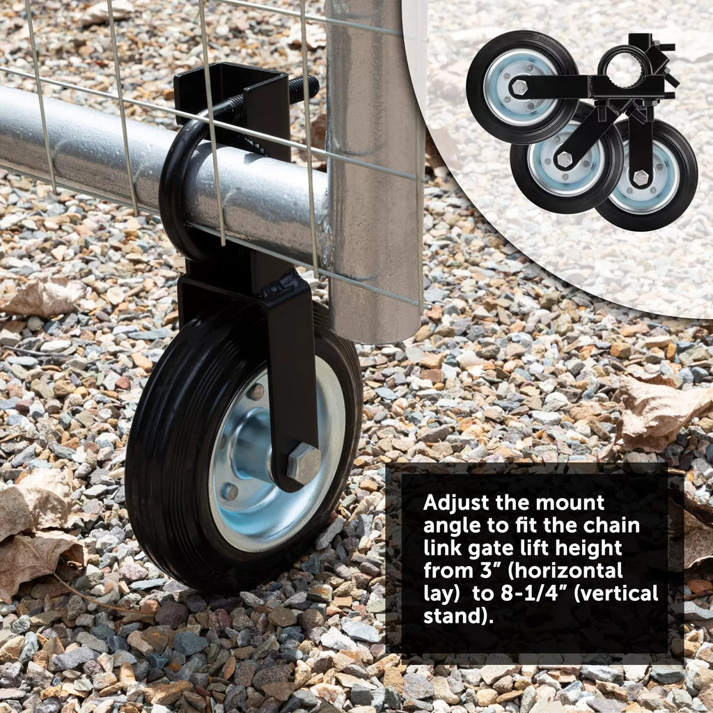 6" Gate Wheel Caster for Metal Swing Gate with 1-5/8" Thru 2" Gate Frames Wheel