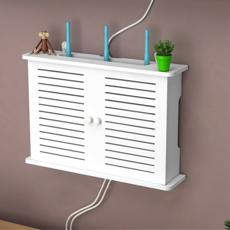 WIFI Router Storage Box Wall Mounted Plug Board Bracket Wireless Panel Shelf