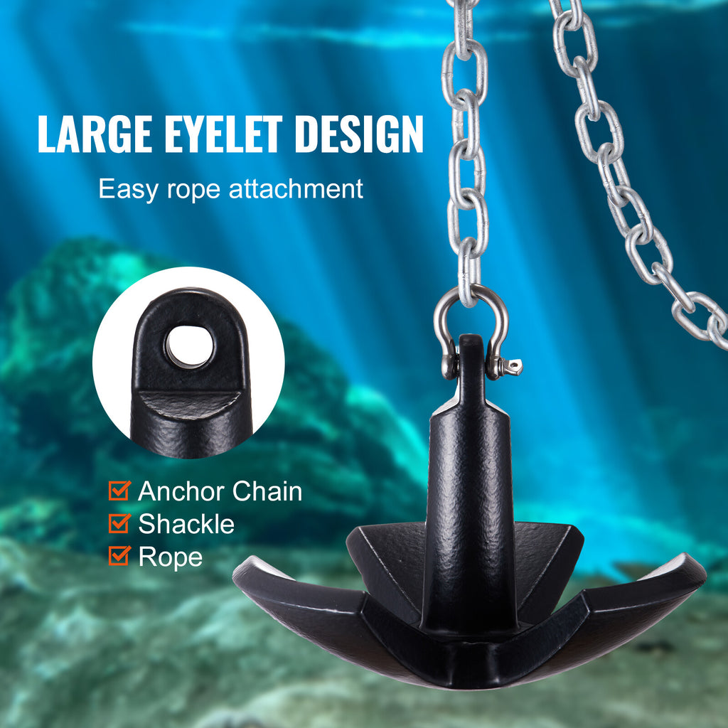 30 LB Black Vinyl-Coated Mushroom River Anchor for Boats Up to 30 Feet