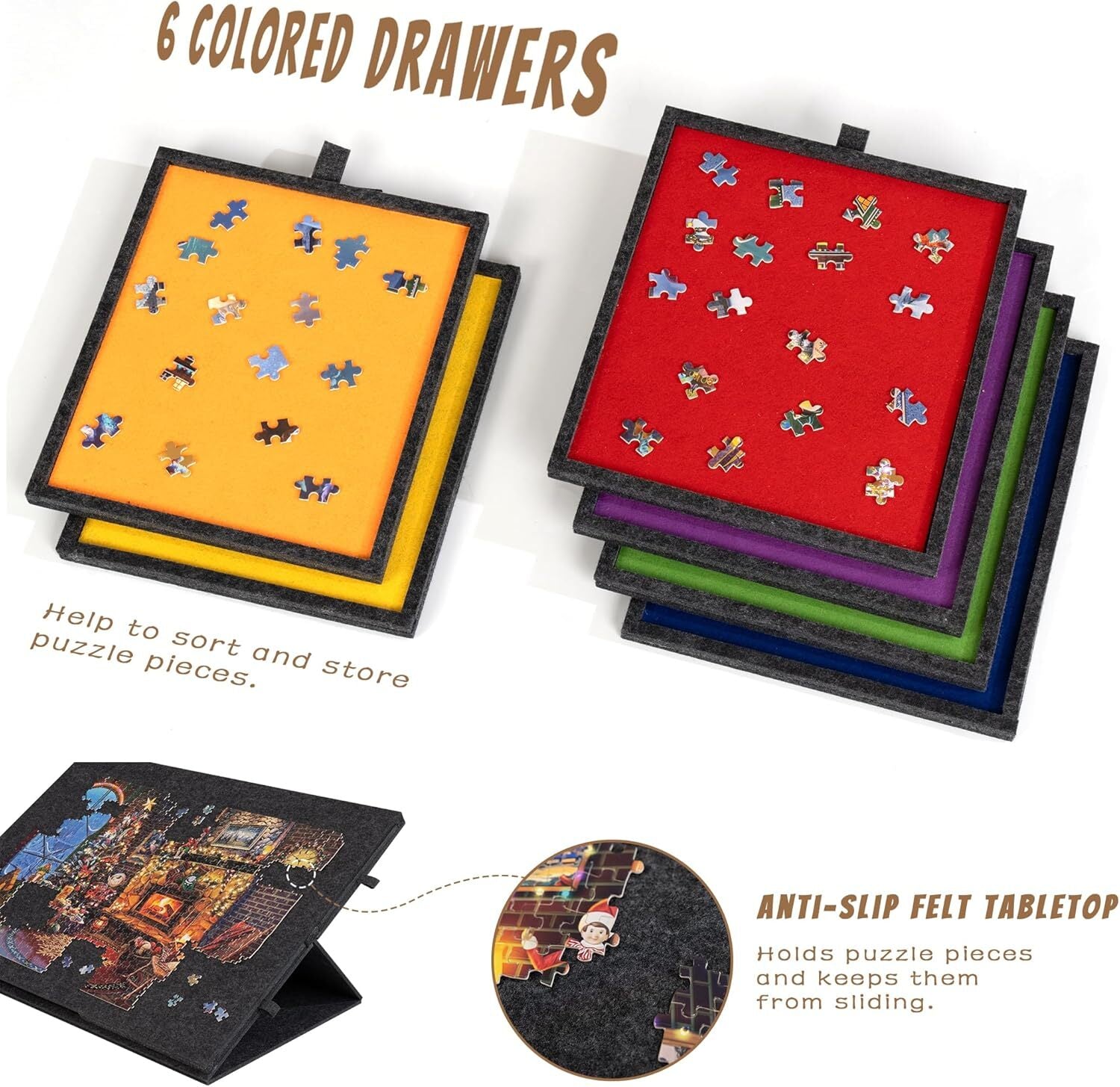 1500 PC Tilting Puzzle Board with 2-in-1 Designed Stand Cover Felt Mat Plateau