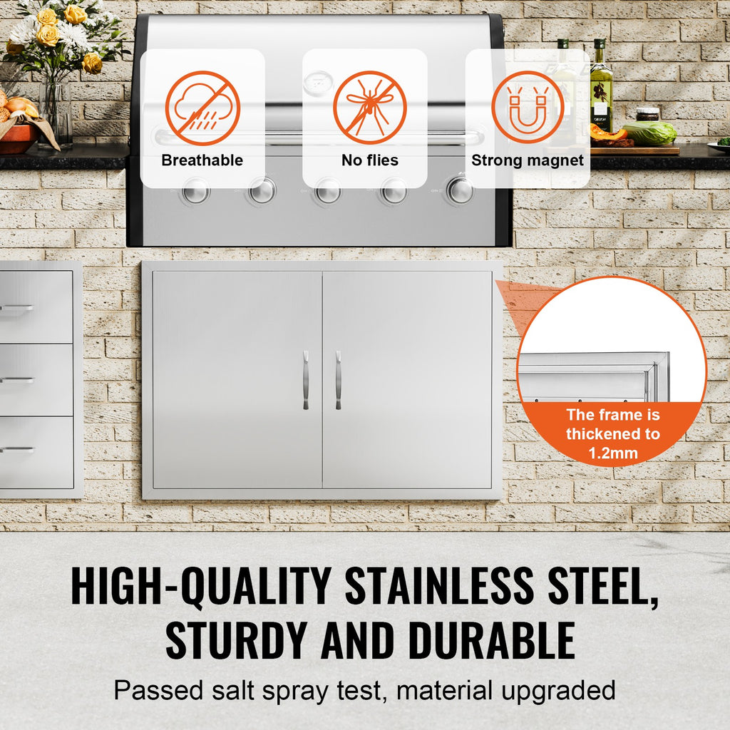 990x660 mm Outdoor BBQ Island Access Door Stainless Steel Kitchen Panel