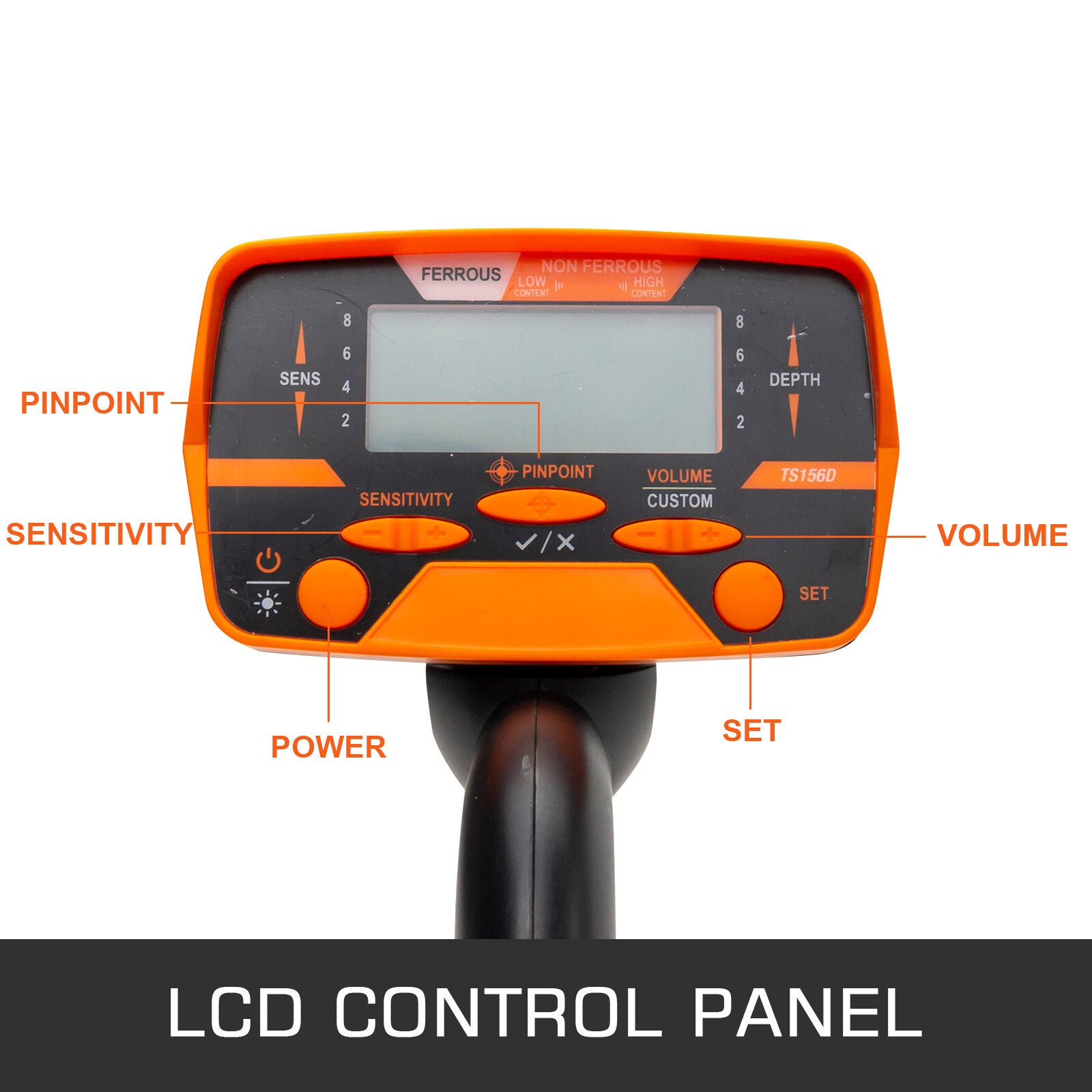 High Accuracy Waterproof Metal Detector with LCD, Shovel & Headphone Bundle