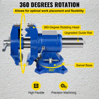 6-Inch Heavy Duty Bench Vise with 360° Swivel Base and High Clamping Force