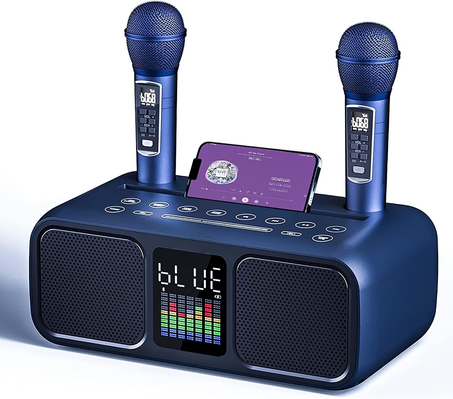 Bluetooth Karaoke Speaker & 2 Wireless Microphones Rechargeable Karaoke Machine