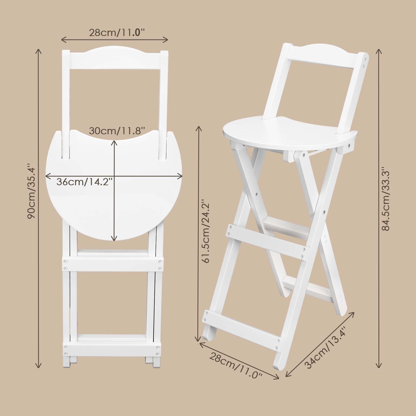 Bamboo Bar Stool Foldable Design W/ Ergonomic Backrest Space-saving For Bars