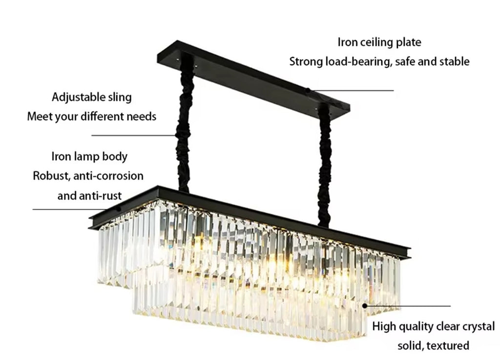 Luxury American Retro Crystal Pendant Lights Ceiling Light Deco Fixture 3 Colors
