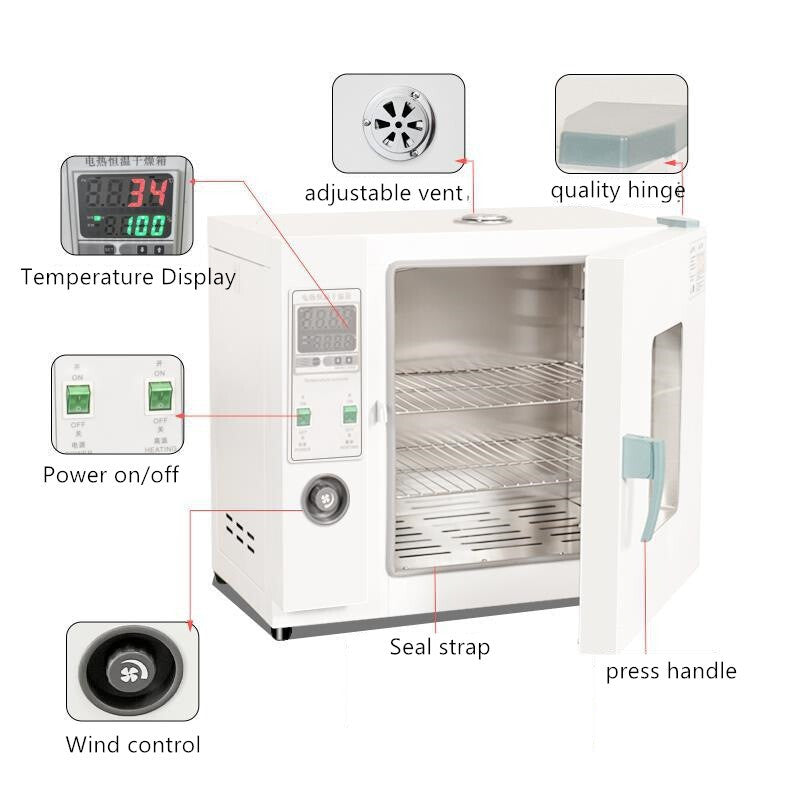 16L Laboratory Sterilization Drying Oven 20-300℃ Forced Air Convection Drying AU